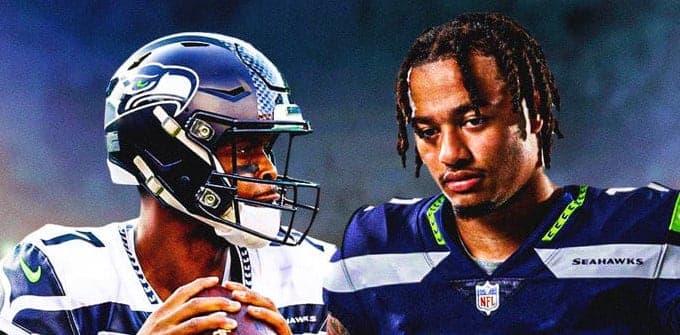 Seattle Seahawks quarterback Geno Smith and receiver Jaxon Smith-Njigba